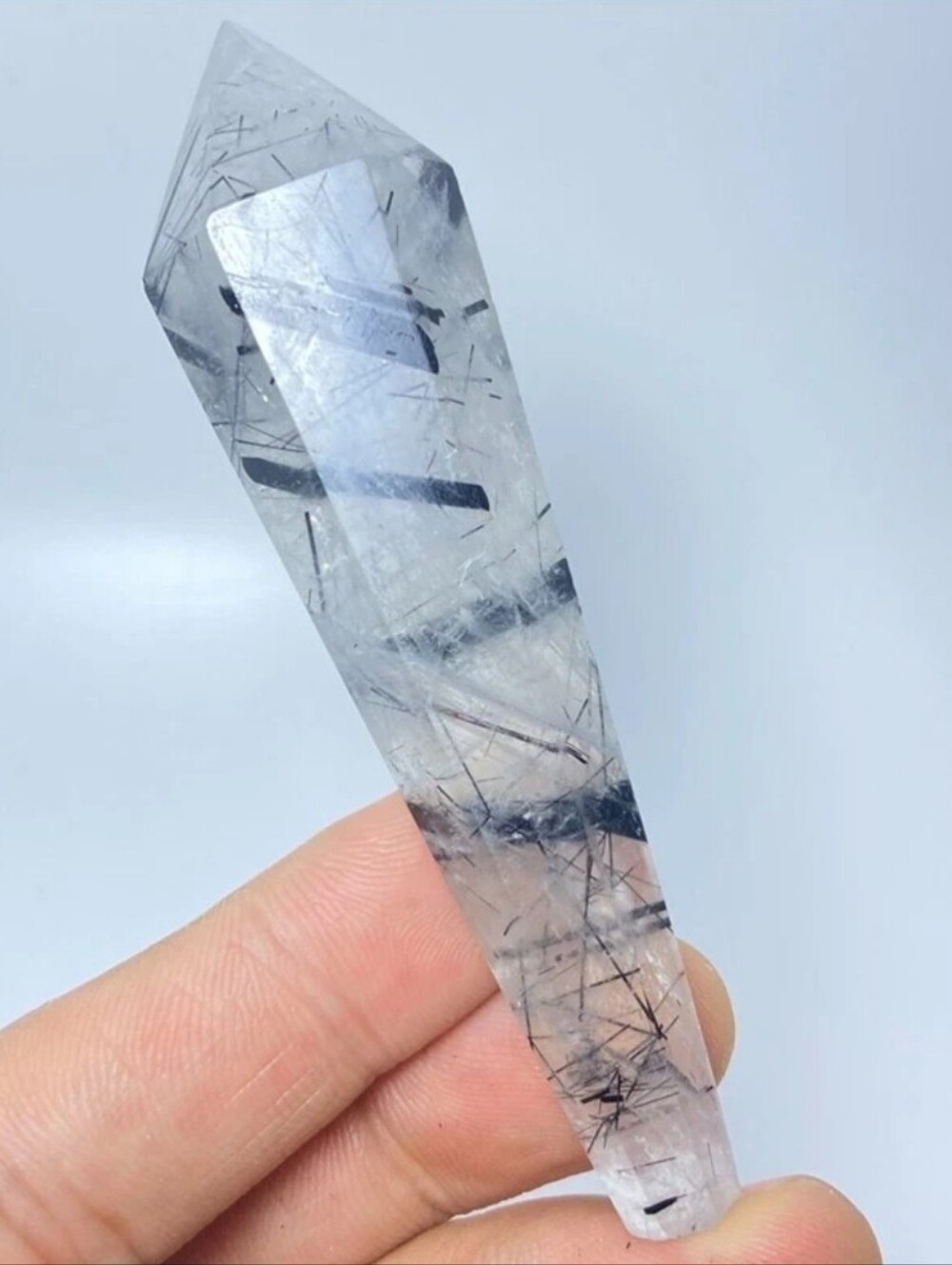 🖤NEW Tourmalated Quartz Crystal Wand-Black Tourmaline Needle Inclusions 32g🖤